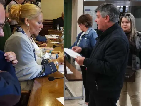 Collage formado por las imágenes de Mª del Castañar Rodilla y Alejo Riñones frente a frente