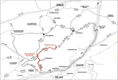 Mapa de carreteras en mal estado de acceso a Fuentebuena