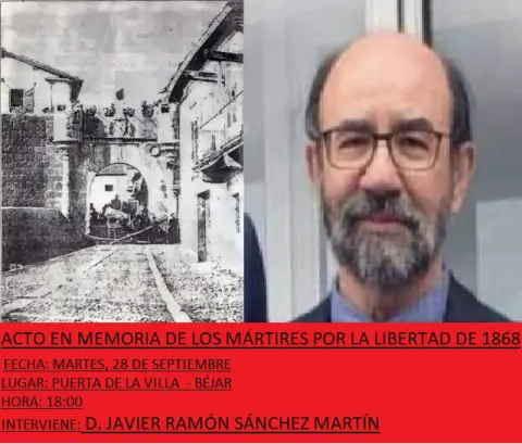 Cartel de la actividad con una composición de una foto antigua y de Javier R. Sánchez