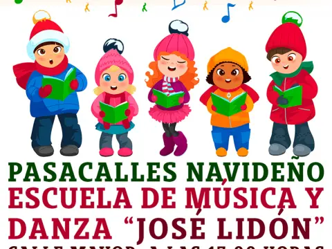 Vista parcial del  cartel que anuncia un Pasacalles Navideño