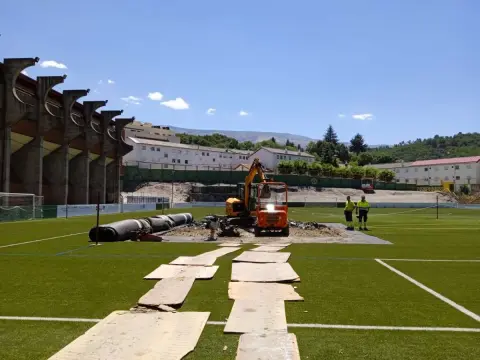 Obras campo de fútbol de Mario Emilio en Béjar