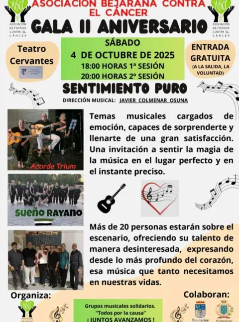 Cartel II Gala Asociación Bejarana contra el Cáncer, 4 de octubre Teatro Cervantes de Béjar